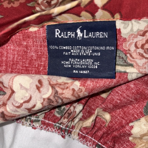 Ralph Lauren Danielle Red Marseilles Floral KING bed skirt USA  cover ruffle NOS - Picture 3 of 5